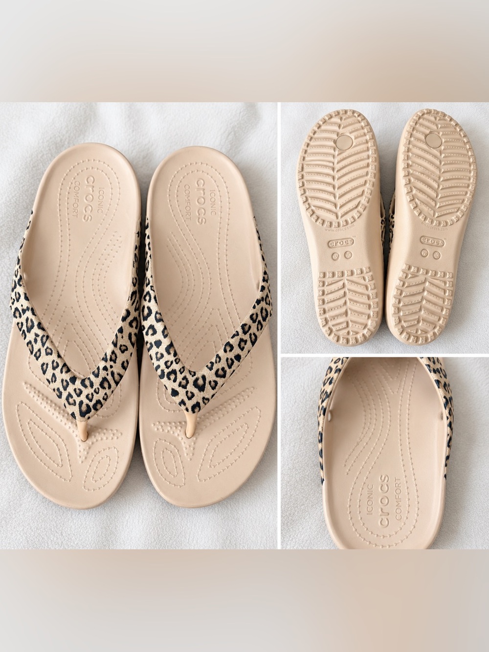 CROCS Women’s Beige Sandal with Leopard-Print Straps